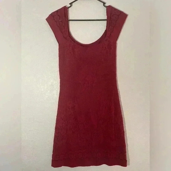Free People Burgundy Red Lace Fairy Dress, size Small - Picture 2 of 4